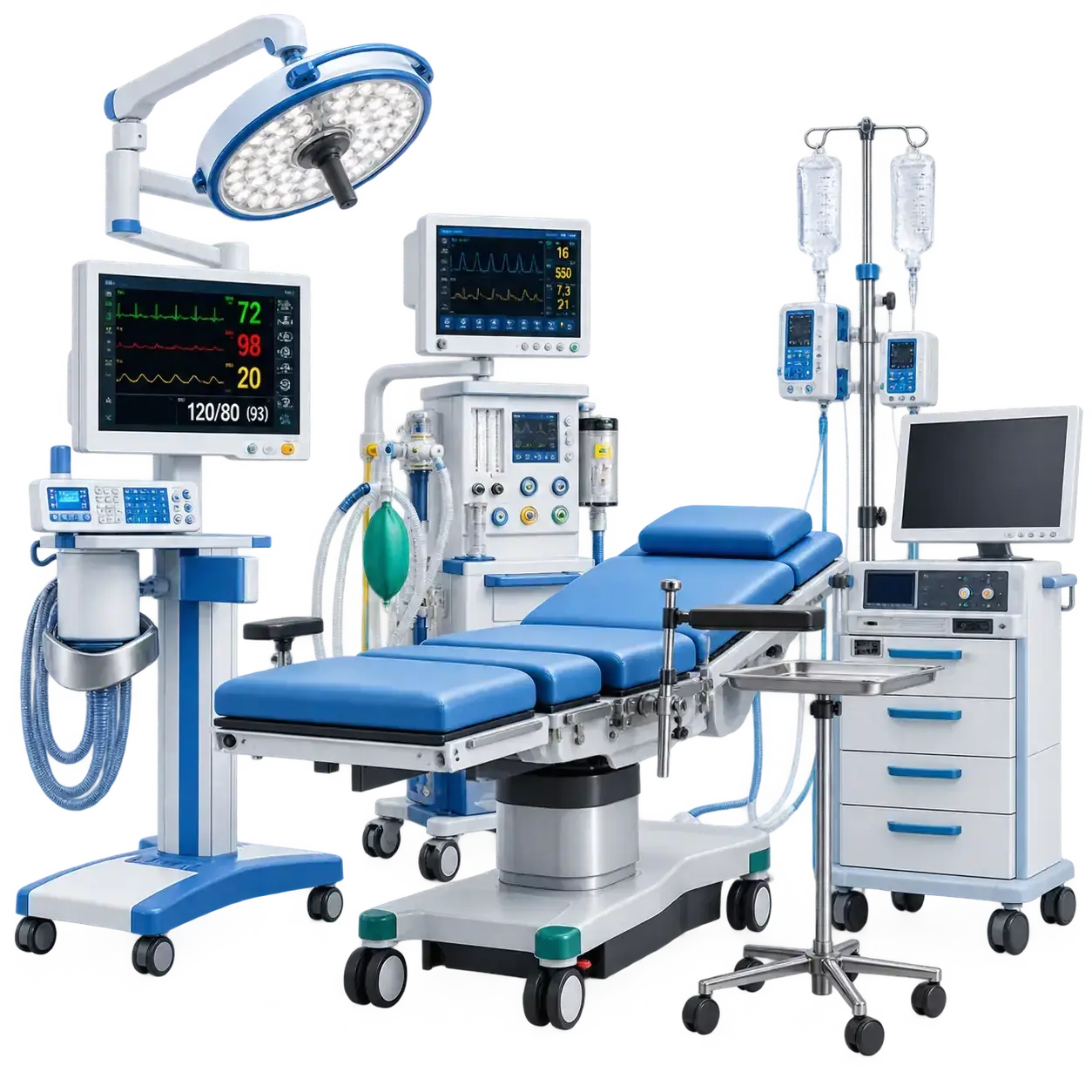 Surgical and clinical equipment for hospital care